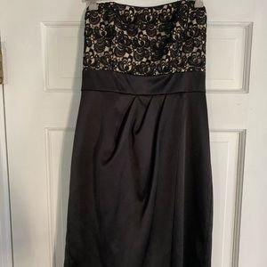 WHBM duchess satin and lace cocktail dress
